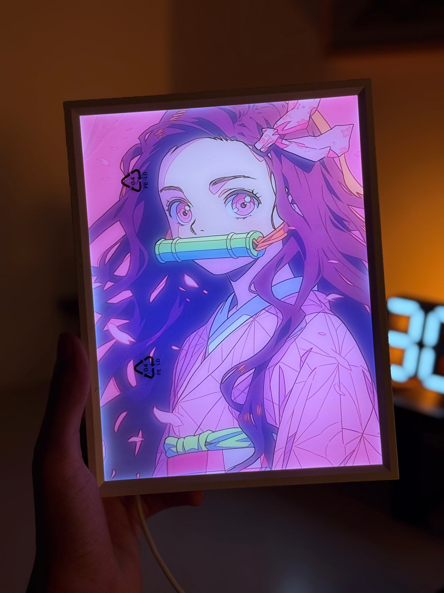 Nezuko Kamado Box Lamp | 3-Color USB LED Anime Light with Stand | Demon Slayer Decor