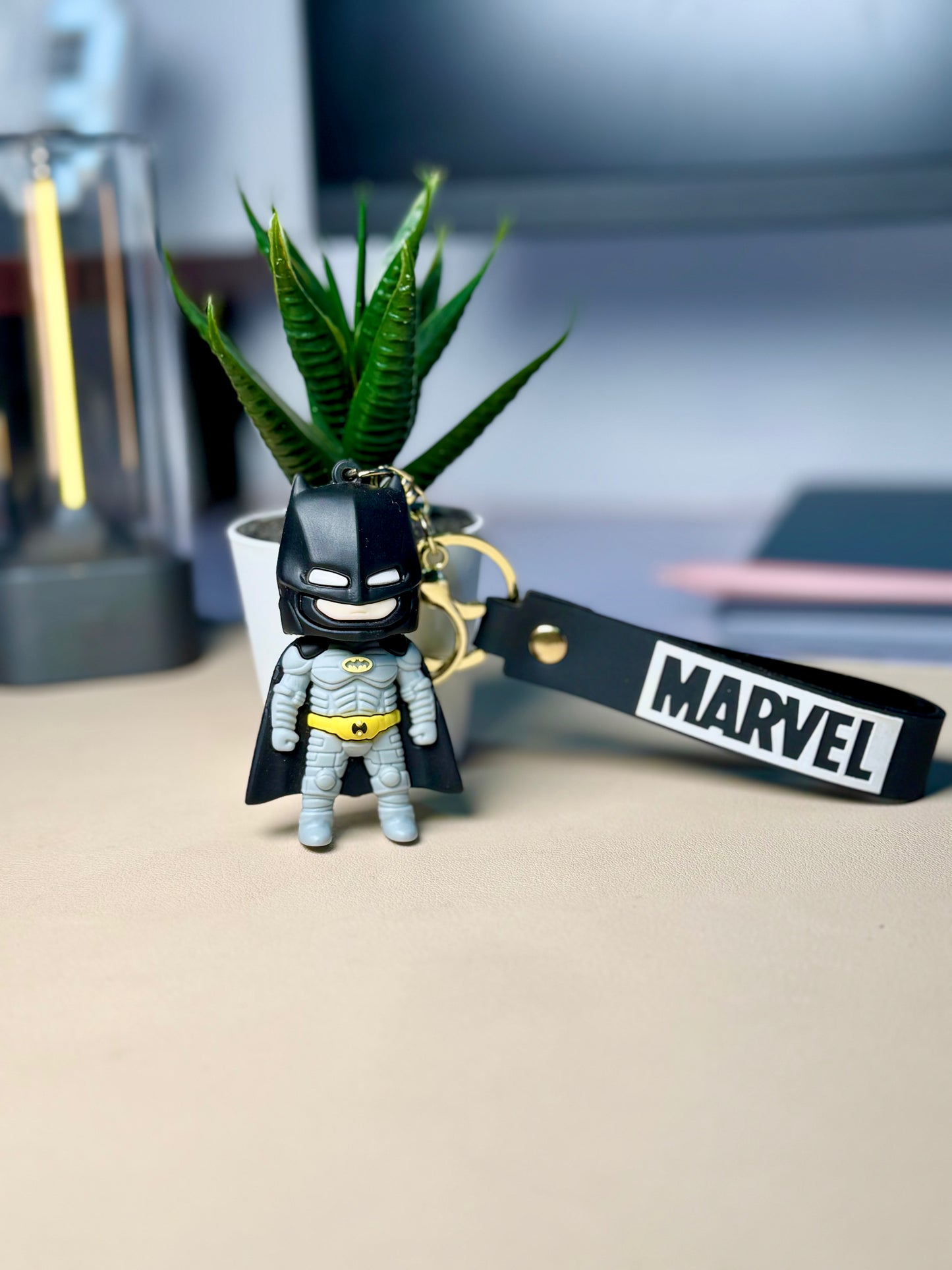 Batman Mini Action Figure Keychain with Strap – Superhero Bag Accessory
