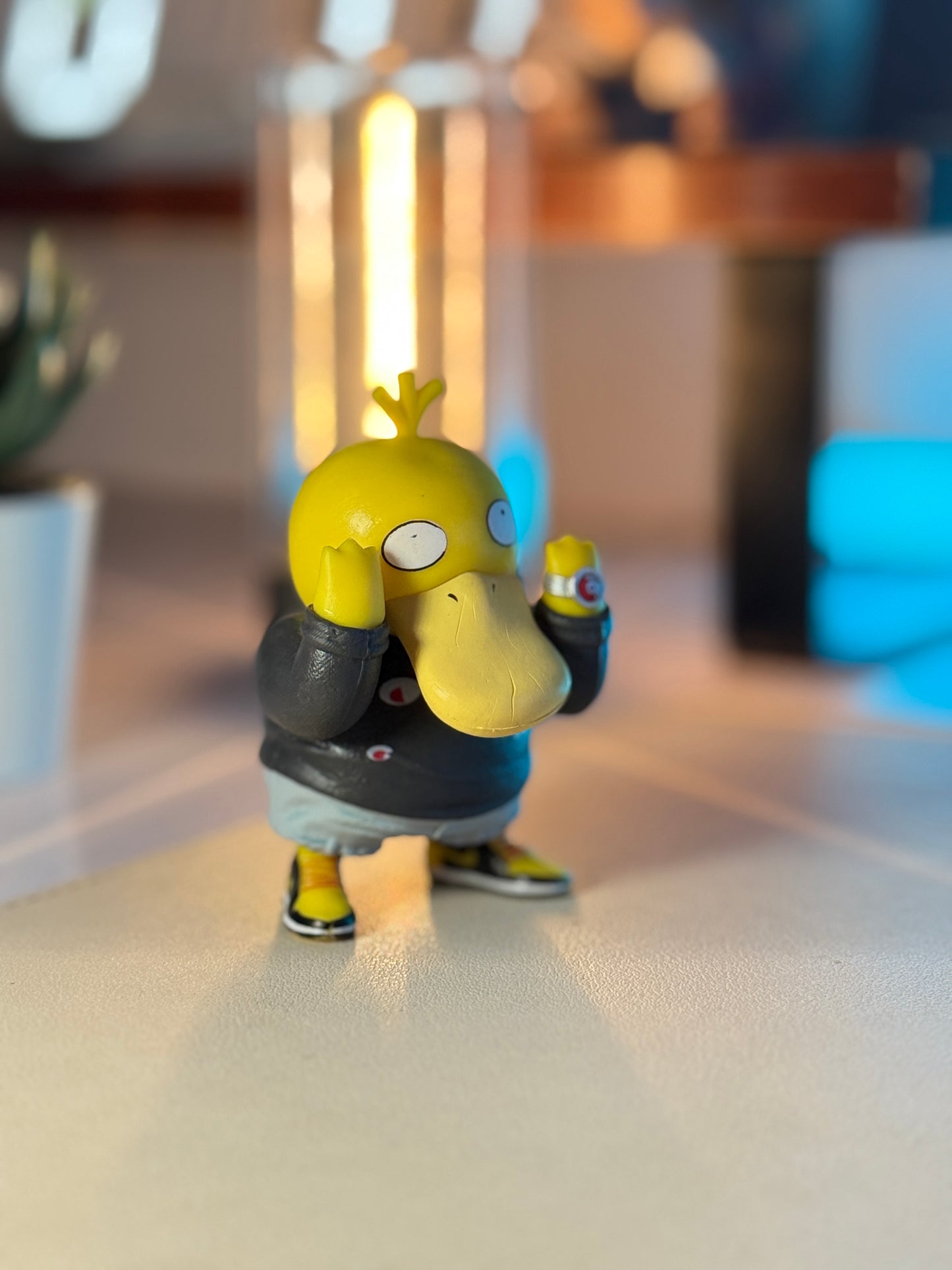 Psyduck Streetwear Figure – 10cm Pokémon Collectible with Champion Hoodie & G-Shock Watch
