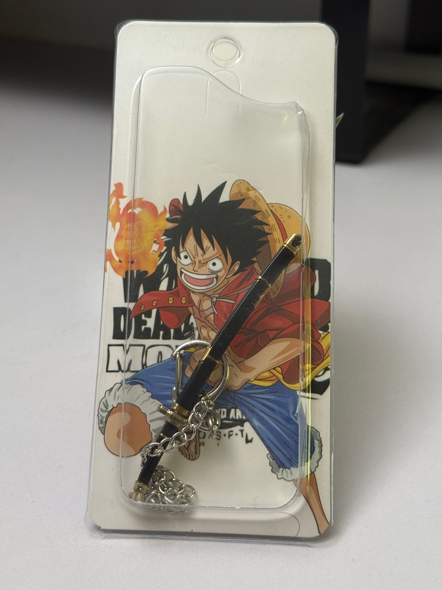 One Piece Monkey D. Luffy Inspired Katana Metal Keychain - Black & Gold Anime Sword Keyring