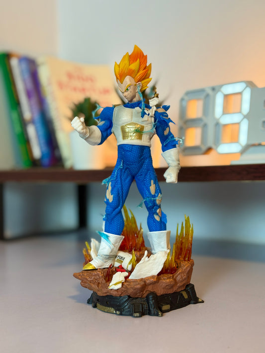 Dragon Ball Z Vegeta Action Figure 25cm, Super Saiyan Statue with Interchangeable Heads, DBZ Collectible