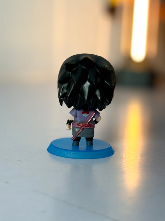 Sasuke Uchiha Chibi Figure - 10cm Naruto Shippuden Collectible with Blue Base