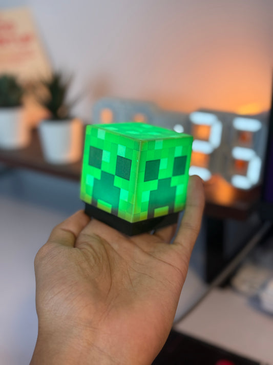 Minecraft Grass Block LED Lamp | Type-C Rechargeable Night Light | Magnetic Wall Stick Gaming Light