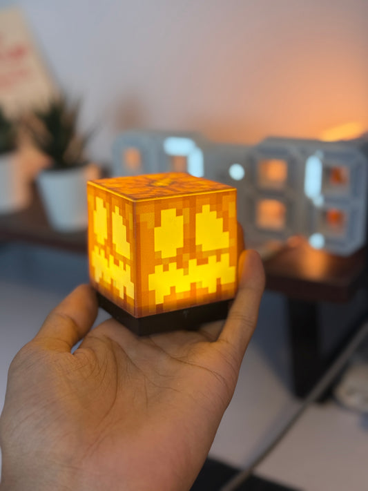 Minecraft Grass Block LED Lamp | Type-C Rechargeable Night Light | Magnetic Wall Stick Gaming Light