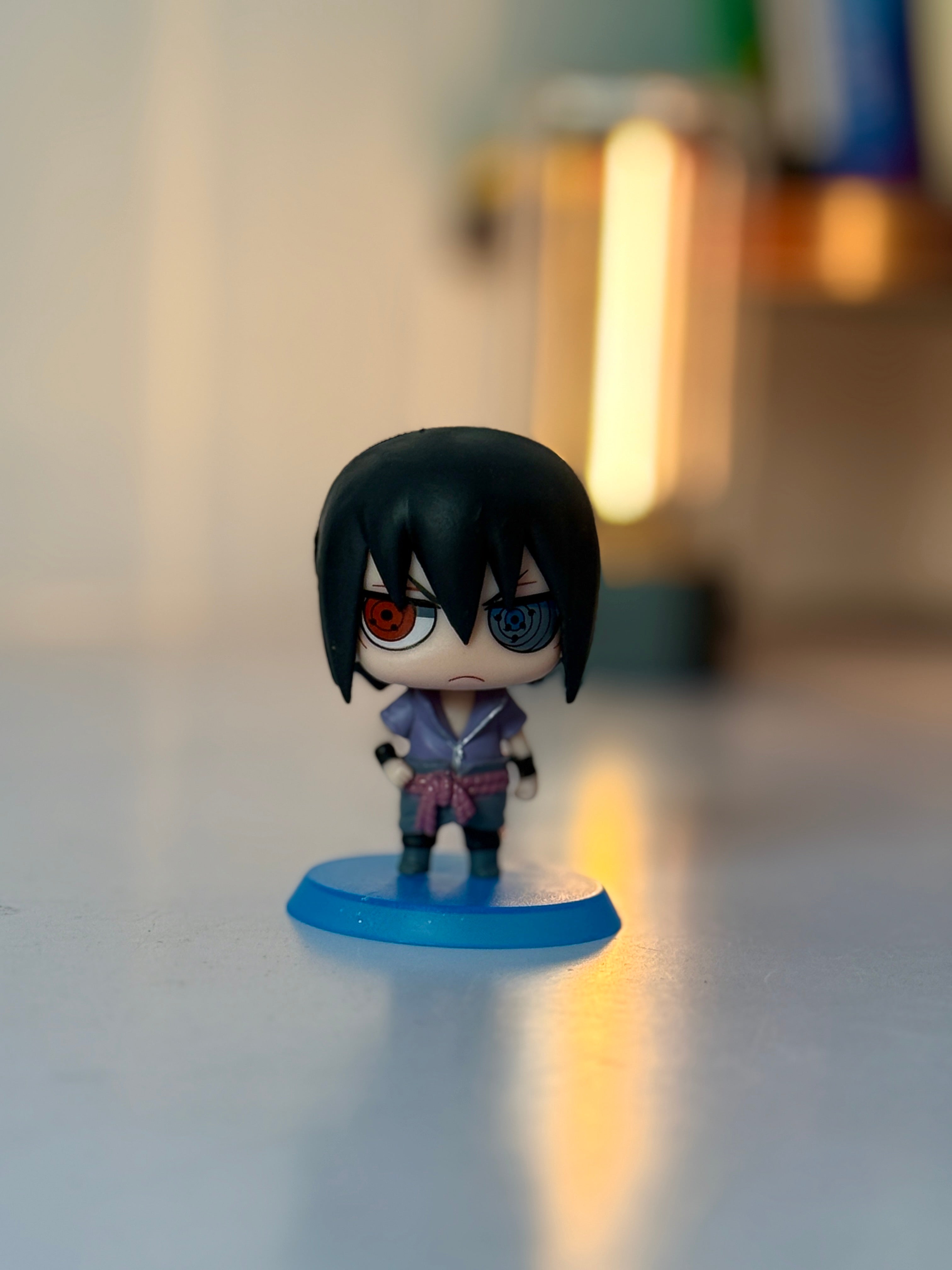Sasuke Uchiha Chibi Figure - 10cm Naruto Shippuden Collectible with Blue Base