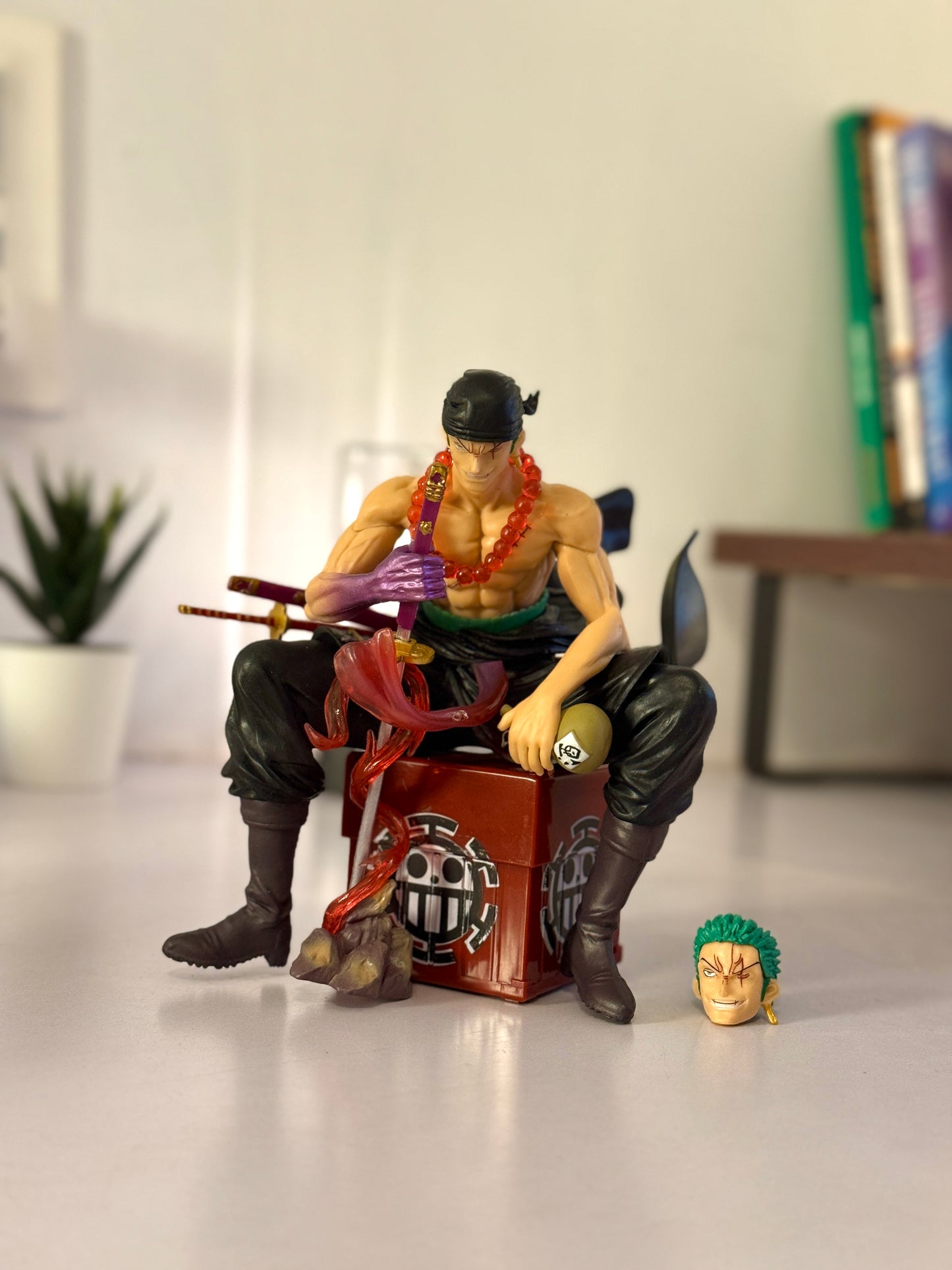One Piece Roronoa Zoro Figure - 15cm Wano Country Arc Statue with Interchangeable Head