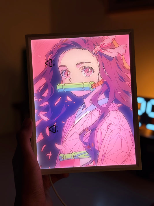 Nezuko Kamado Box Lamp | 3-Color USB LED Anime Light with Stand | Demon Slayer Decor