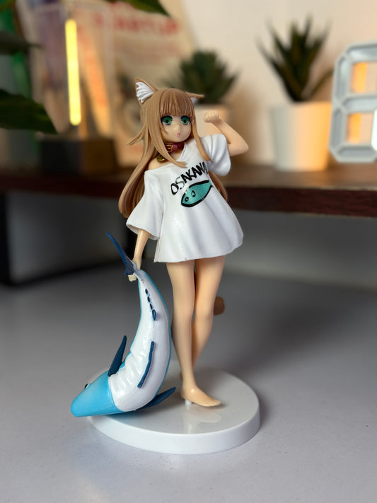 19 cm Anime Girl Figurine – Cat Ears with Shark Companion Collectible