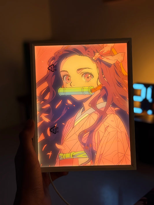 Nezuko Kamado Box Lamp | 3-Color USB LED Anime Light with Stand | Demon Slayer Decor