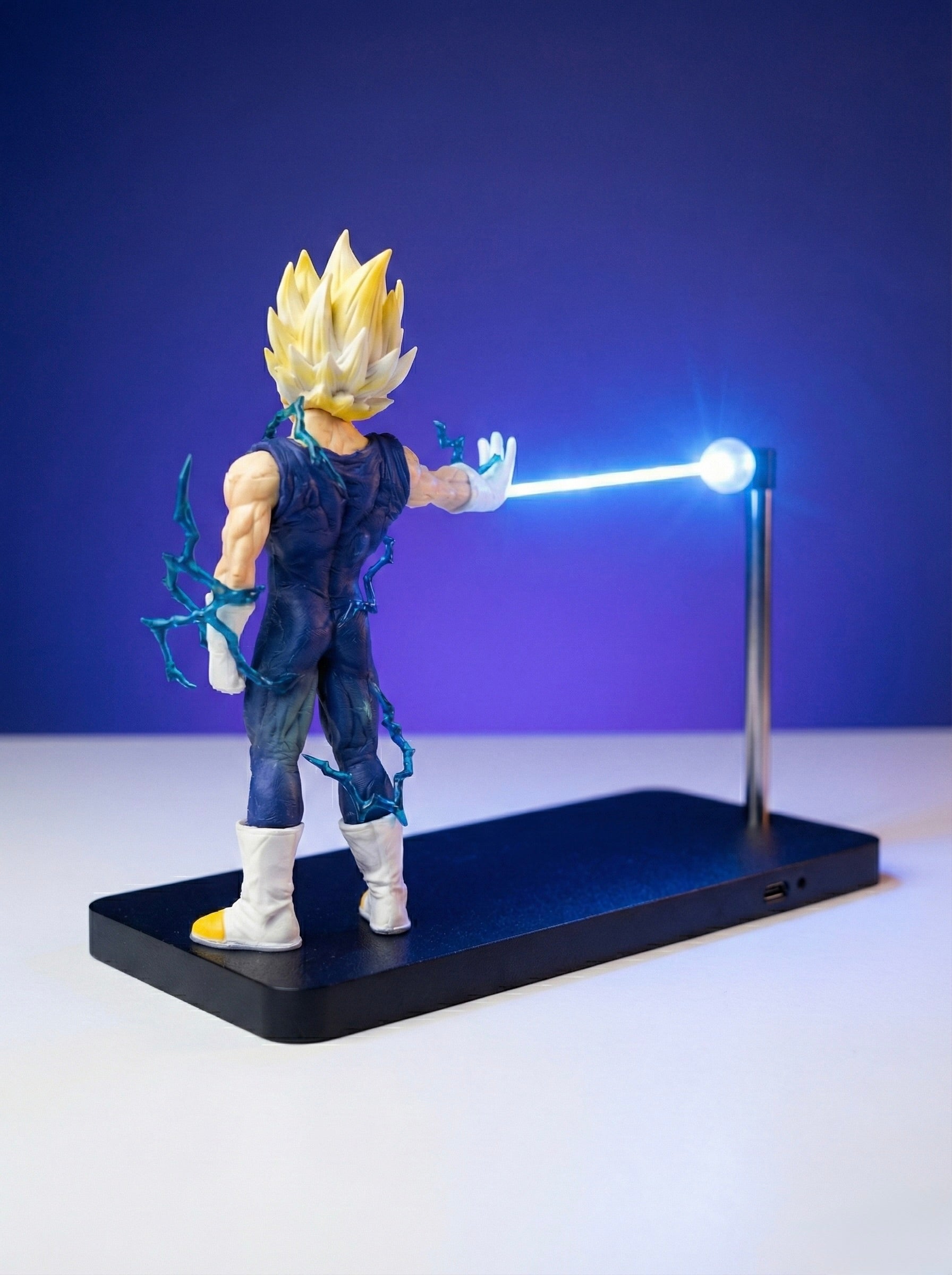 Majin Vegeta Levitating Energy Ball Figure – 17 cm | Type-C Charging LED Display