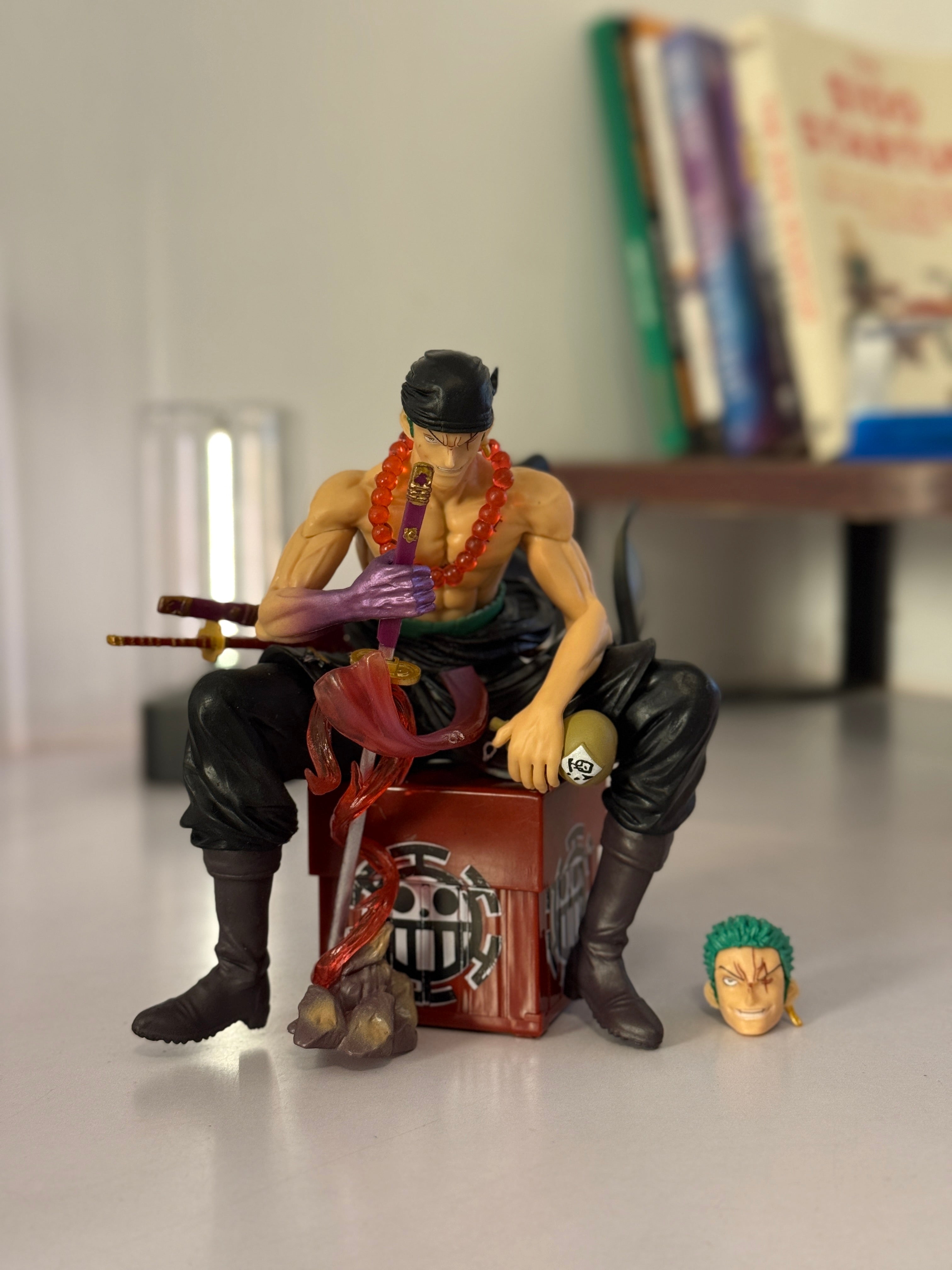 One Piece Roronoa Zoro Figure - 15cm Wano Country Arc Statue with Interchangeable Head