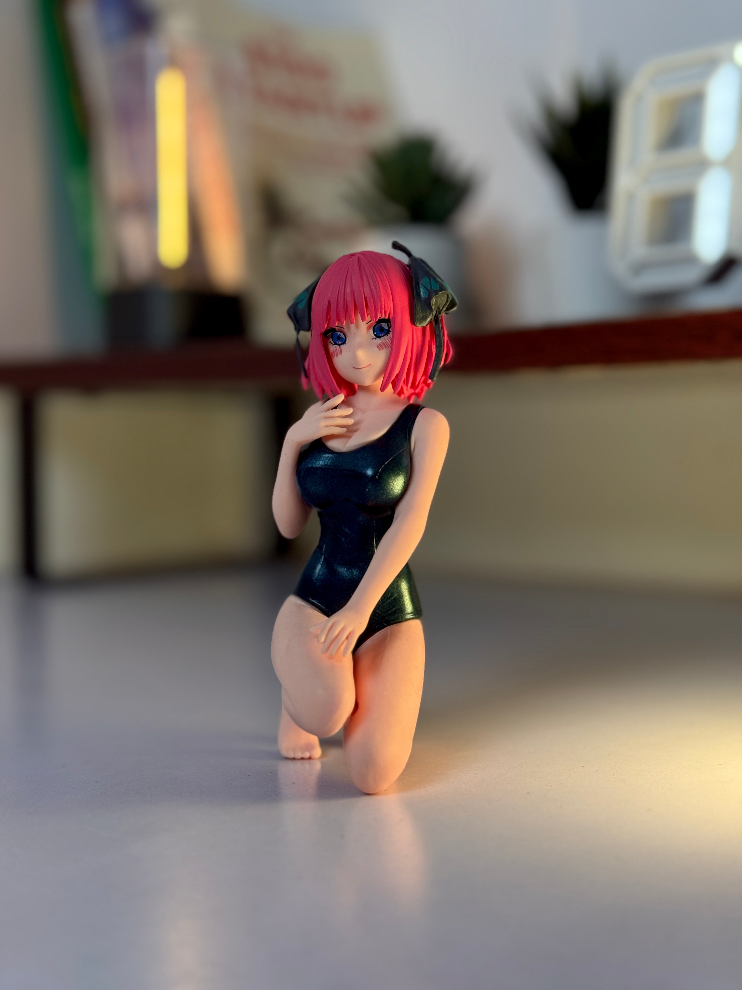13 cm Anime Girl Figurine – Pink Hair Swimsuit Collectible