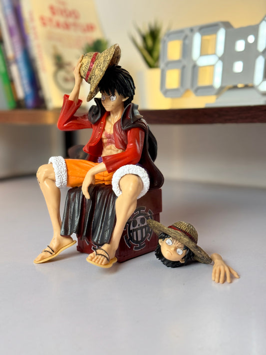 One Piece Monkey D. Luffy 16cm Action Figure – Seated Pose Collectible Anime Statue with Hat Accessory