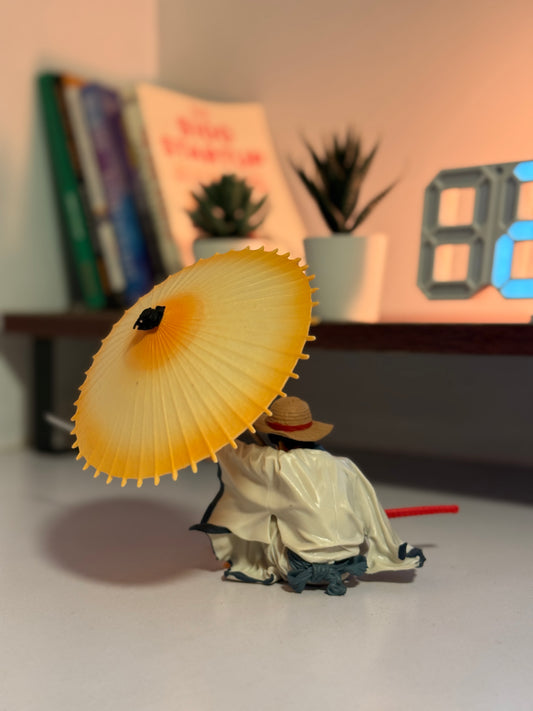 One Piece Luffy Samurai Figure 14cm – Monkey D. Luffy with Umbrella & Sword PVC Statue