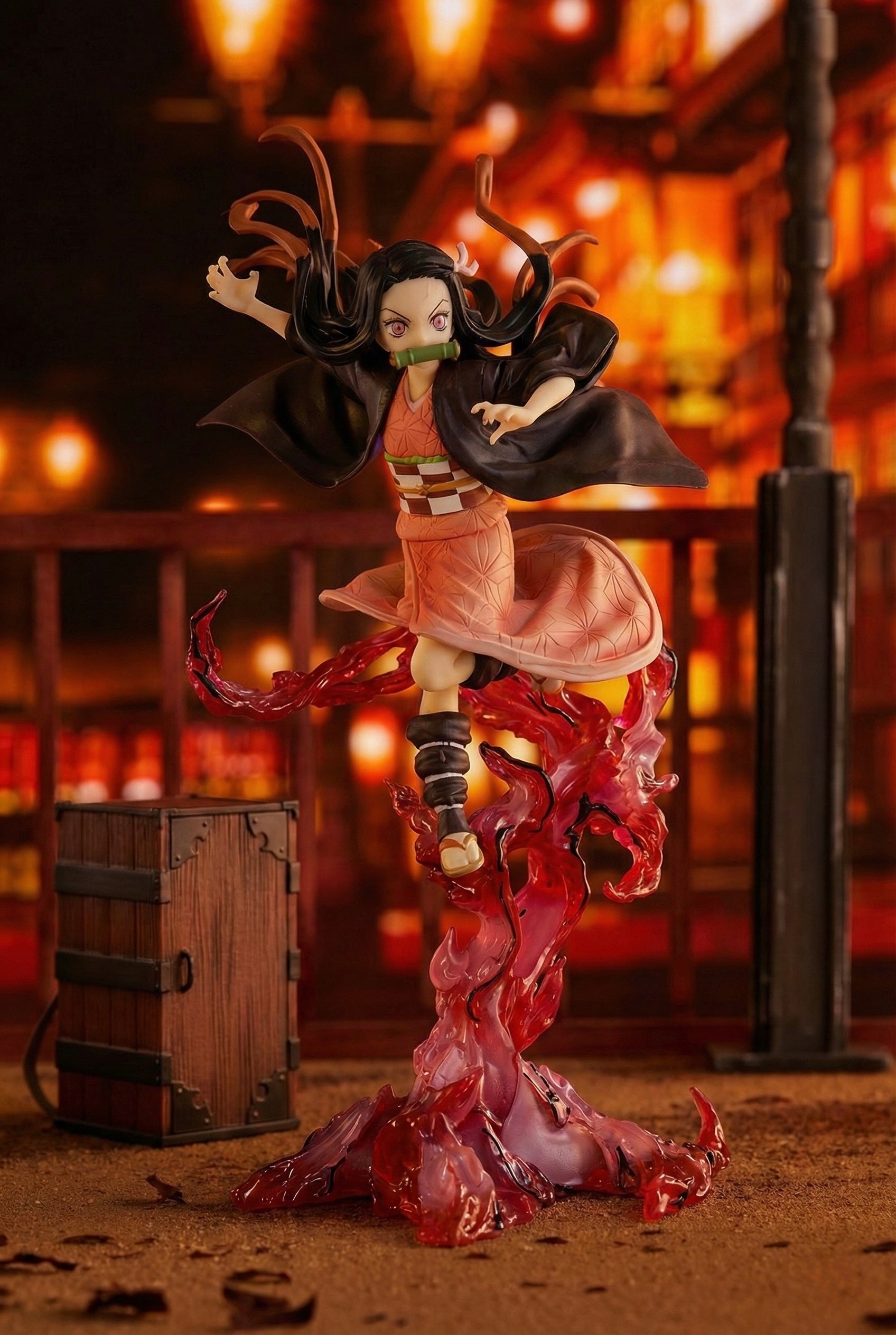 24 cm Nezuko-Inspired Demon Warrior Action Figure – Dynamic Flame Base Anime Collectible | Action Nook