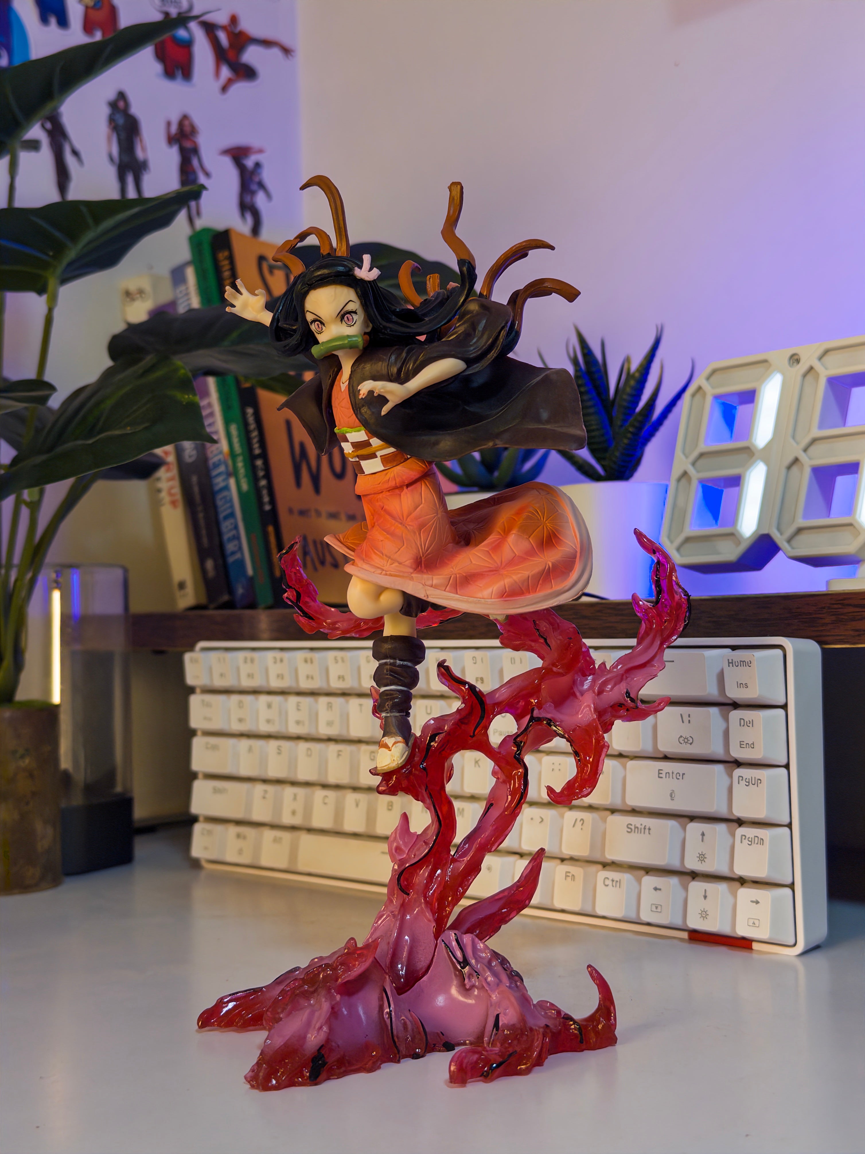 24 cm Nezuko-Inspired Demon Warrior Action Figure – Dynamic Flame Base Anime Collectible | Action Nook