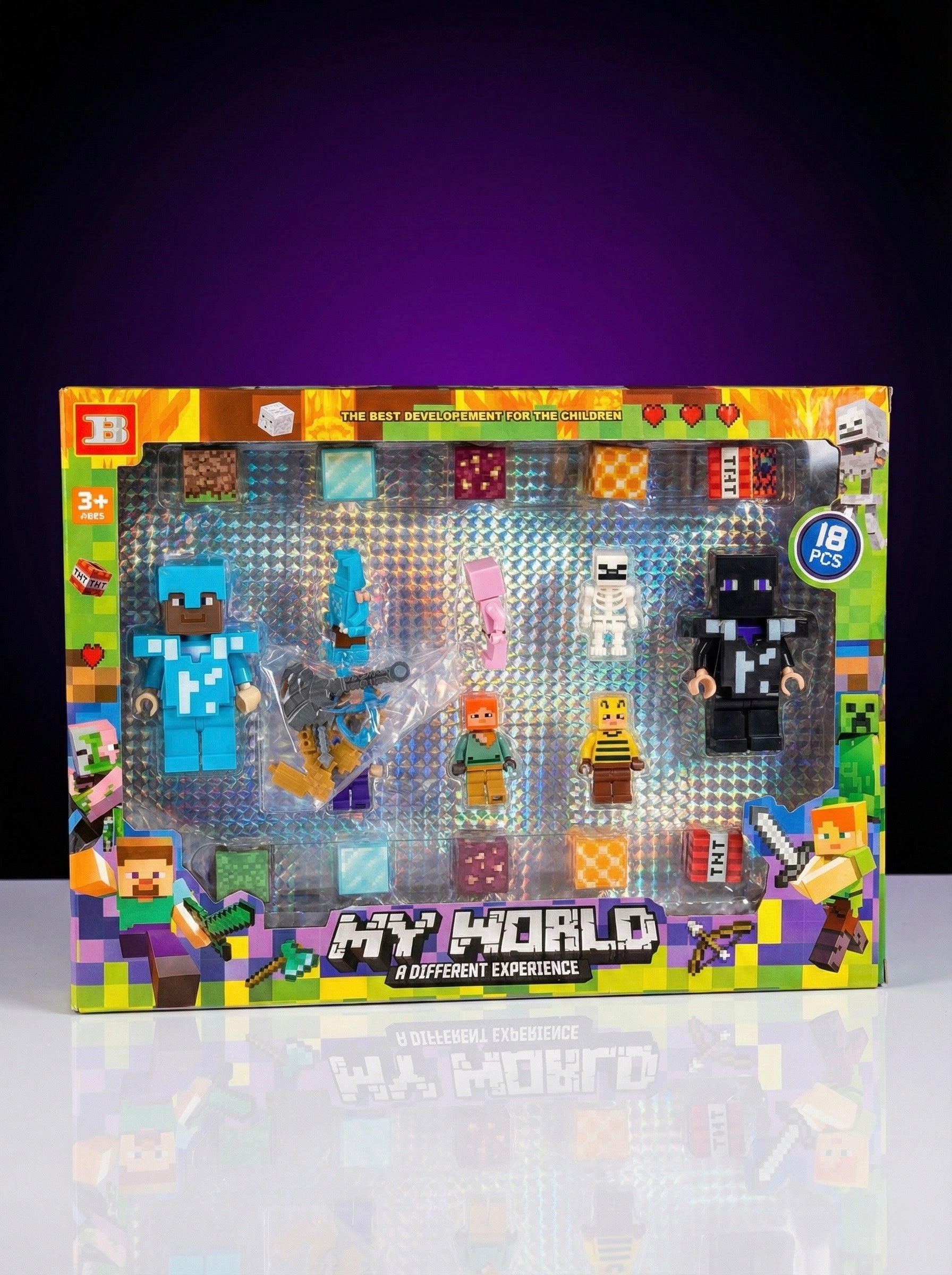 Minecraft-Inspired 18 Pcs Action Figure Set – My World Characters & Blocks Toy Pack | Action Nook