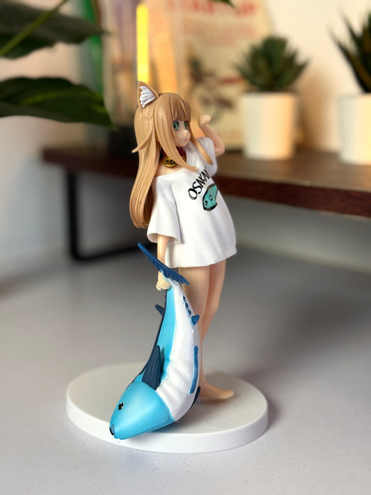 19 cm Anime Girl Figurine – Cat Ears with Shark Companion Collectible