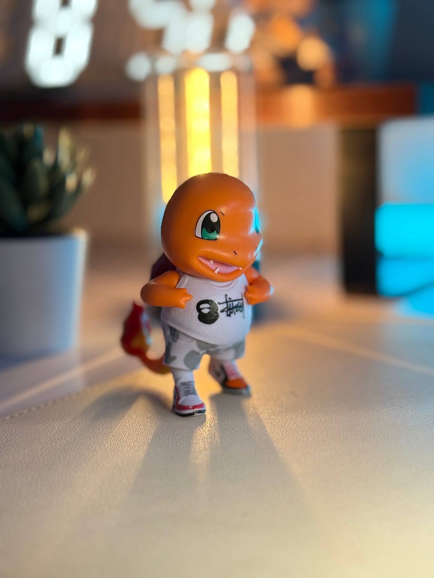Charmander Streetwear Figure – 10cm Pokémon Collectible with Camo Shorts & BAPE Backpack