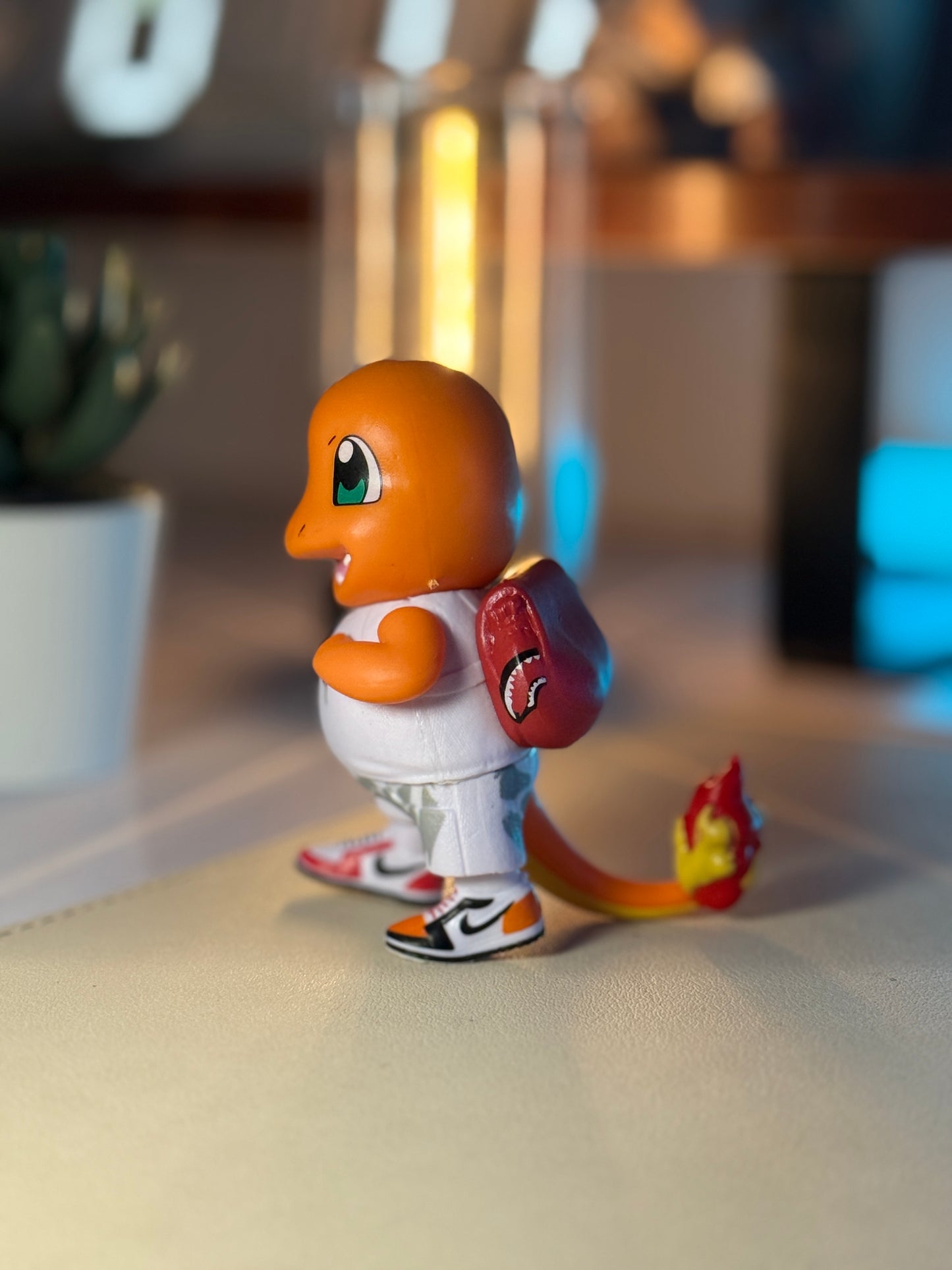 Charmander Streetwear Figure – 10cm Pokémon Collectible with Camo Shorts & BAPE Backpack