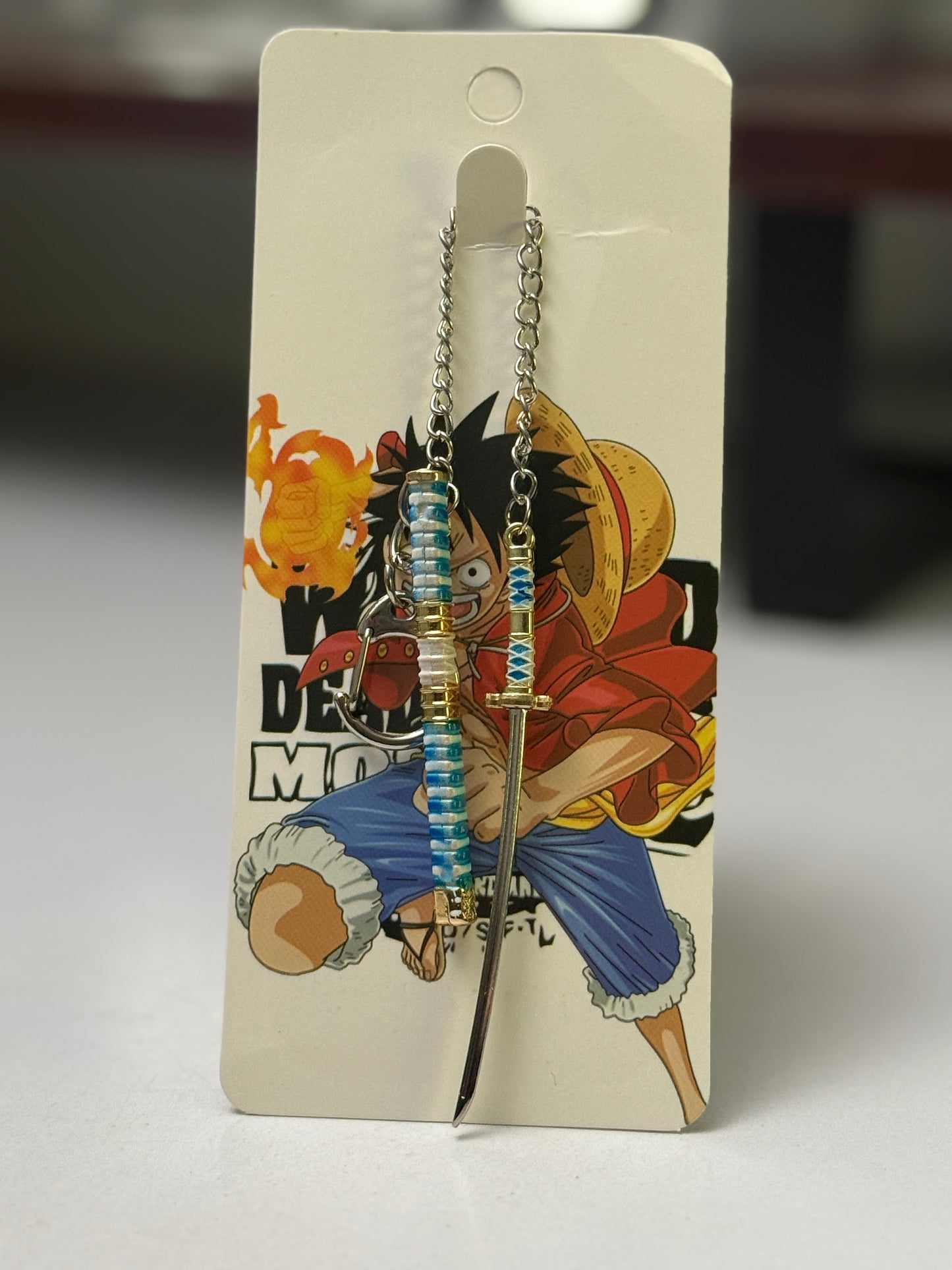 One Piece Monkey D. Luffy Inspired Katana Metal Keychain - Anime Sword Keyring